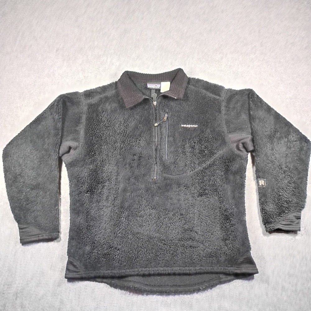Vintage Patagonia Regulator Fleece 1/4 Zip Pullover Black Mens Large USA Made